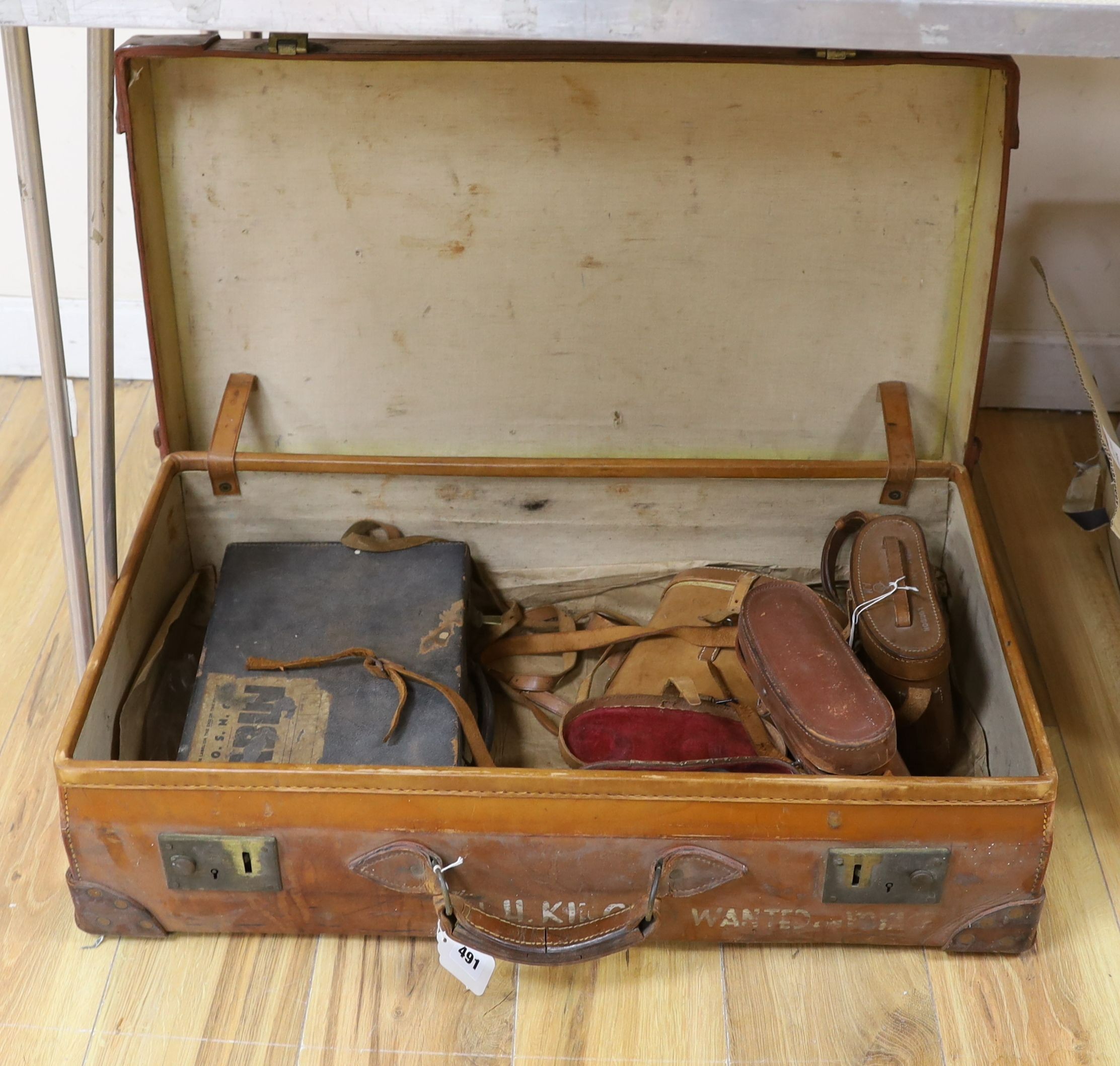 Mixed 20th century binoculars to include Kershaw, Carl Zeiss Jena examples (4) in a stitched leather suitcase